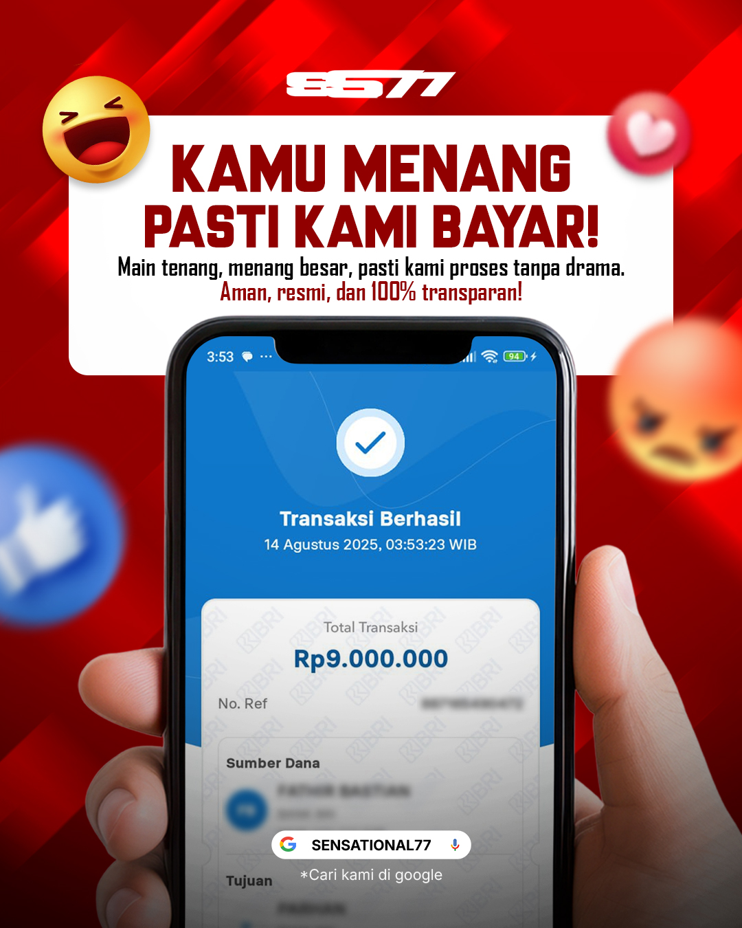 SENSATIONAL77 JACKPOT SLOT - SPADEGAMING - ROYALE HOUSE Rp 9.000.000.- LUNAS!