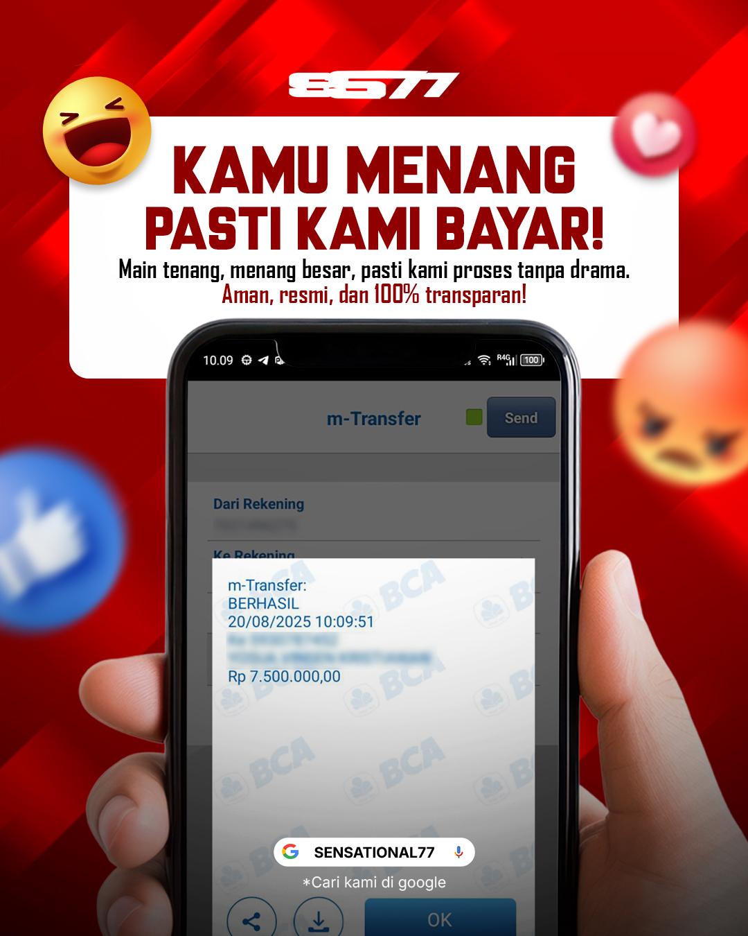 SENSATIONAL77 JACKPOT SLOT - PRAGMATIC PLAY - WILD WILD JOKER Rp 7.500.000.- LUNAS!