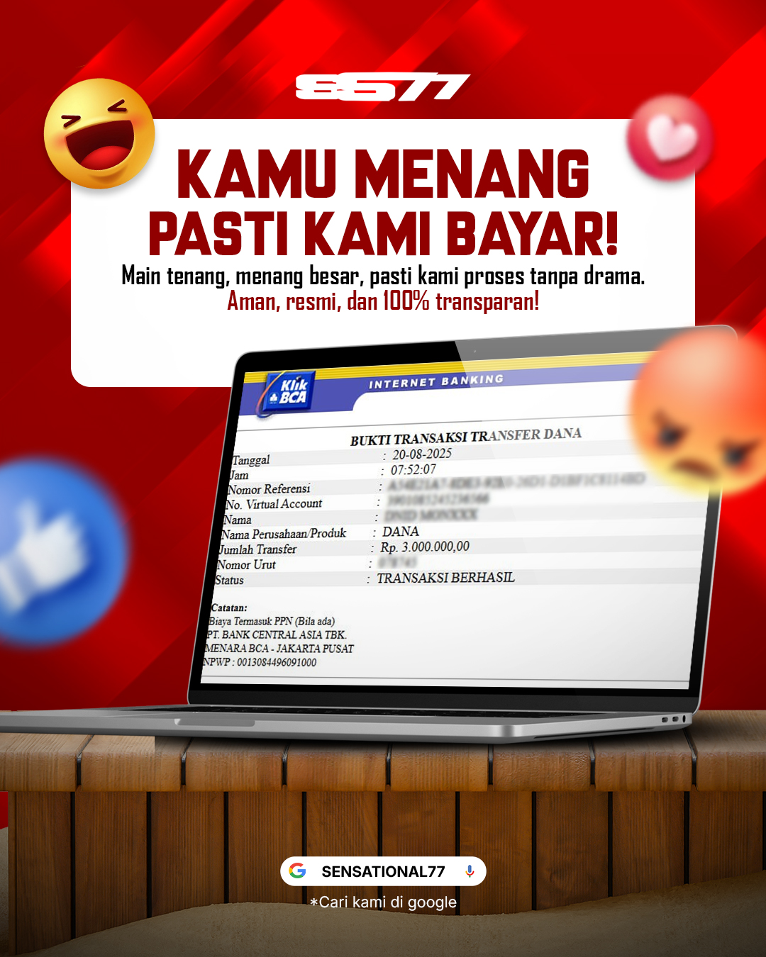 SENSATIONAL77 JACKPOT SLOT - PRAGMATIC PLAY - WILD APE #3258 Rp 3.000.000.- LUNAS!