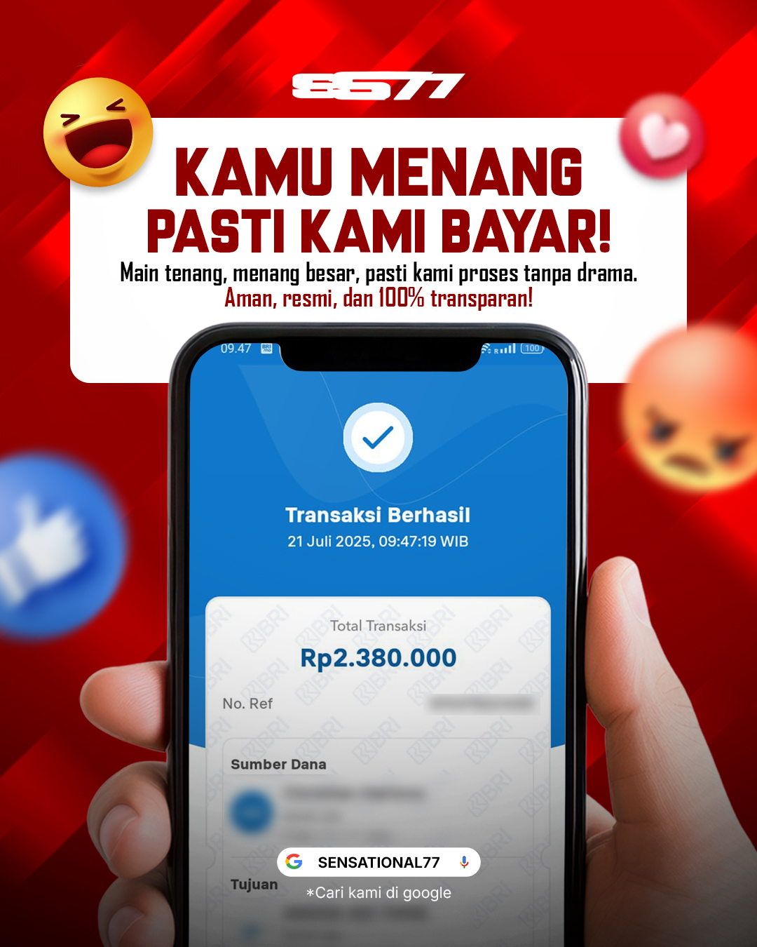 SENSATIONAL77 JACKPOT SLOT - FATPANDA - 777 RUSH Rp 2.380.000.- LUNAS!