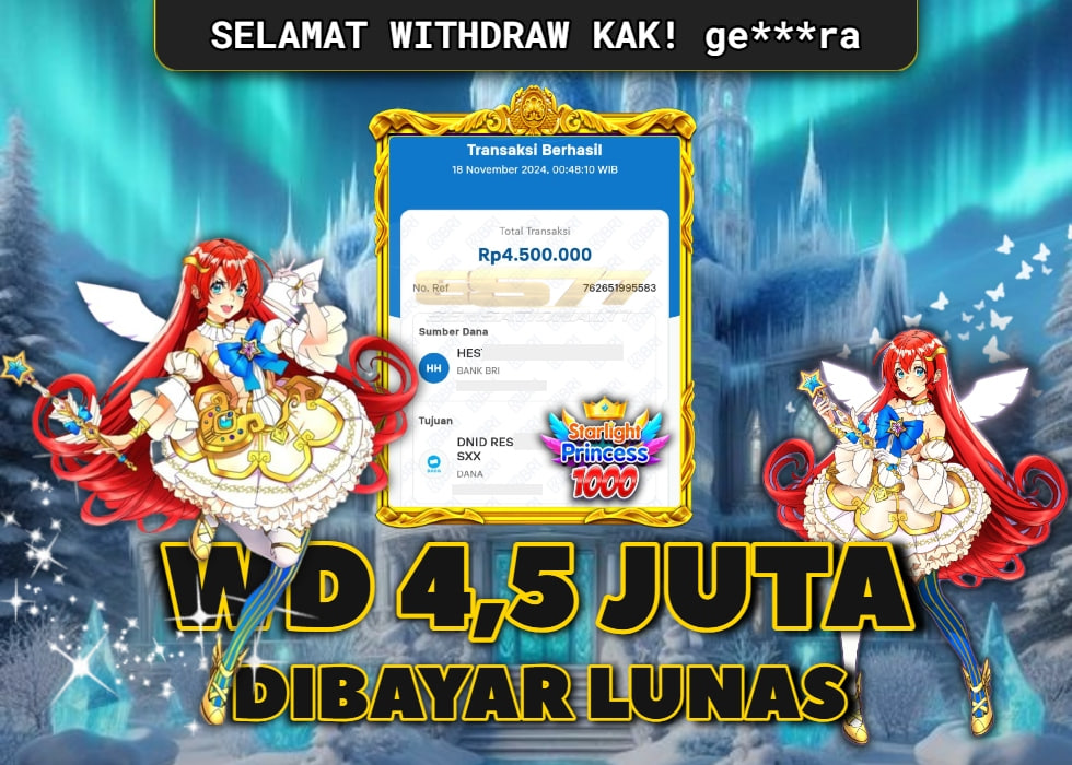 SENSATIONAL77 JACKPOT SLOT STARLIGHT PRINCESS Rp 4.500.000.- LUNAS 